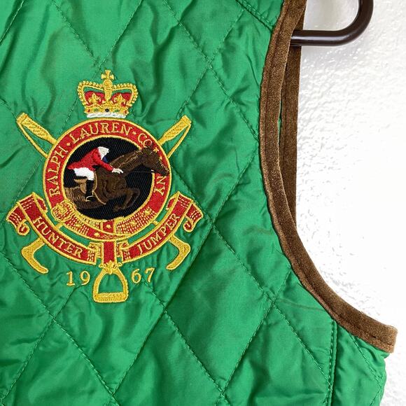 Ralph Lauren Bleeker Vest Jacket Womens Small Green Full Zip Outdoor Embroidered - Picture 4 of 8